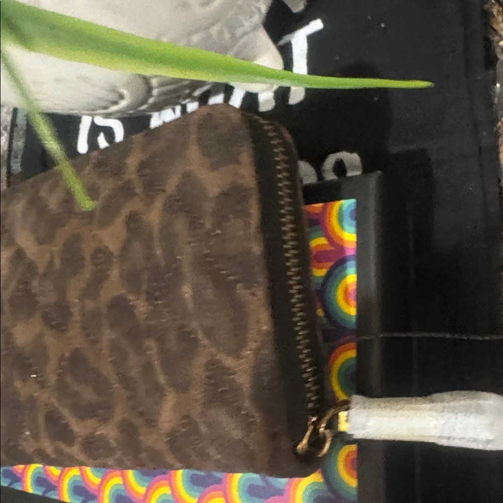 Kurt Geiger London Kensington Zip Around Suede Leopard Studded Wallet